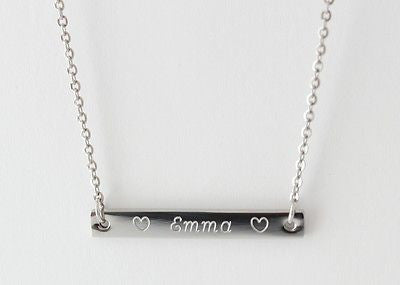 Ladies Stainless Steel Bar Necklace, FREE ENGRAVING, Personalised, Gift Boxed - Bluerock Bay®