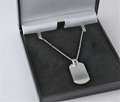 MENS 925 STERLING SILVER DOG TAG WITH FREE PERSONALISED ENGRAVING & GIFT BOX