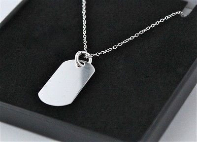 BOYS 925 STERLING SILVER DOG TAG WITH FREE PERSONALISED ENGRAVING & GIFT BOX