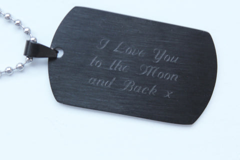 Mens Tungsten Grey Dog Tag with FREE Personalised Engraving & Gift Box