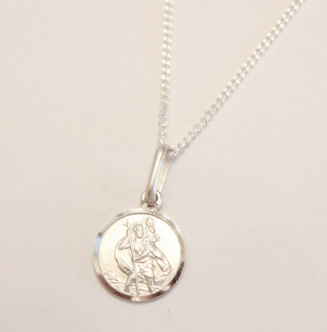 Ladies 925 Sterling Silver Saint Christopher Necklace Personalised Engraved, Gift Box